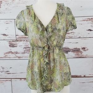 Anthro Odille Silk Blouse Wind Tossed Blooms 8